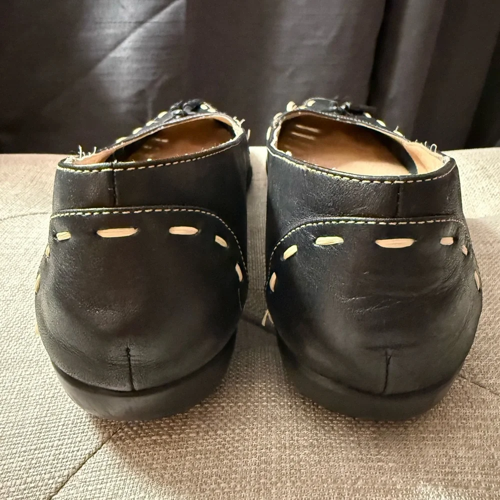 Aerosoles Black Leather Tassel Loafers Flats Size 8 Comfort Slip On - Picture 7 of 11